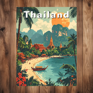 Vintages Thailand Tropical Beach Travel Art Postkarte