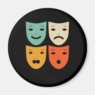 Vintages Theater Masken Theaterstück Schauspieler Magnet