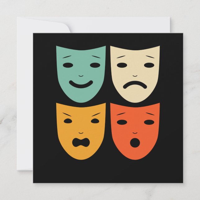 Vintages Theater Masken Theaterstück Schauspieleri Dankeskarte (Vorderseite)