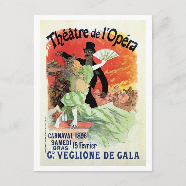 Vintages Theater Oper Karneval 1896 Postkarte (Vorderseite)