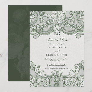 Vintages Thema Hochzeiten im Grünen Garten des Par Save The Date