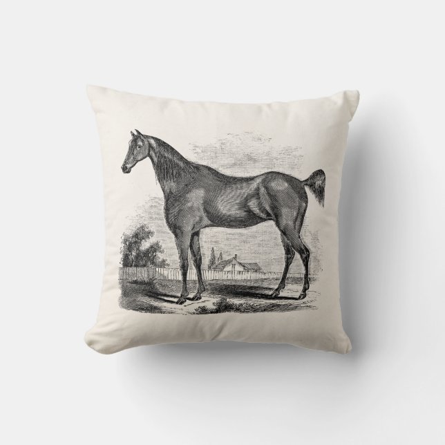 Vintages Thoroughbred-Pferdereiterpersonalisiertes Kissen (Vorderseite)