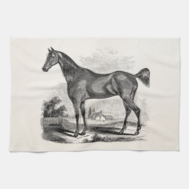 Vintages Thoroughbred-Pferdereiterpersonalisiertes Küchentuch (Horizontal)