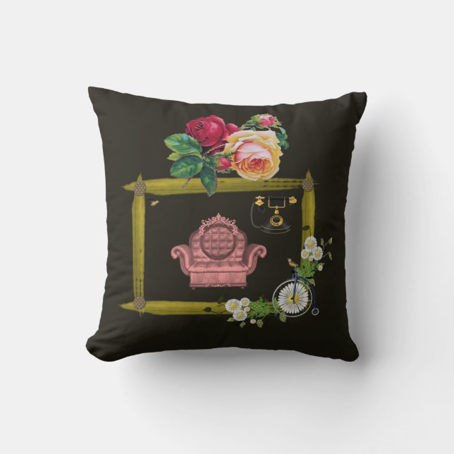 Vintages Throw Kissen (Vorderseite)