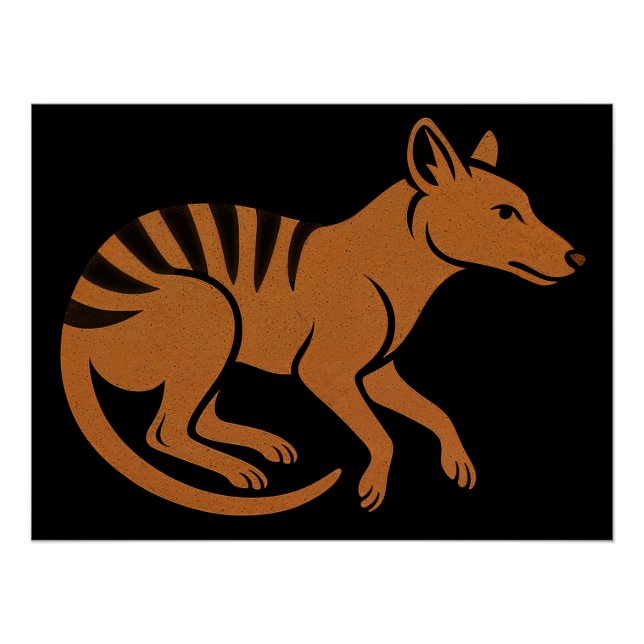 Vintages Thylacine Typografy-Design Poster (Vorderseite)