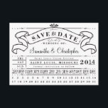 Vintages Ticket-Banner für Lochkarte Save the Date<br><div class="desc">Mit Zug- und Transportkarten aus den frühen 1900er Jahren Inspiriert, diese Hochzeit speichern die Dattelkarte ist eine lustige und einzigartige Möglichkeit, die Gäste zu ermutigen, ihre Kalender für Ihren großen Tag zu markieren! Die Sektionen Tag, Monat und Datum können mit einem Standard-Lochpunch "ausstanzt" werden. Passen Sie Ihre Namen und Veranstaltungsinformationen...</div>