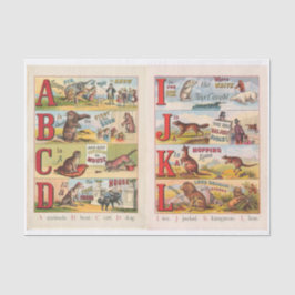 Vintages Tier Alphabet Illustriertes Buch Seidenpapier
