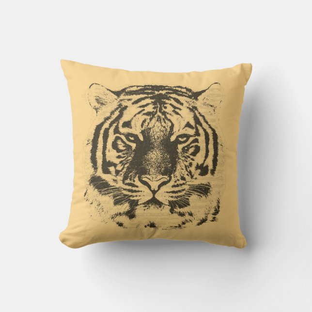 Vintages Tiger-Gesicht Kissen (Vorderseite)