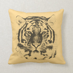 Vintages Tiger-Gesicht Kissen