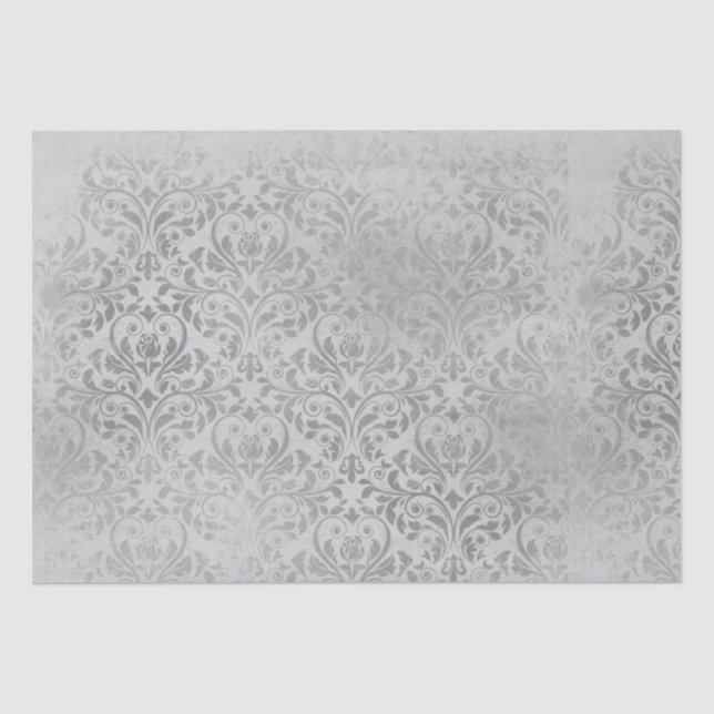 Vintages Tissue Paper "Grau Damaskus" Seidenpapier (Vorderseite)