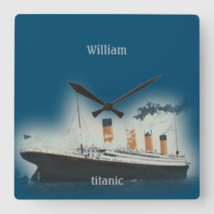 Vintages Titanic Ocean Liner Boy Sea Name Schiff Quadratische Wanduhr