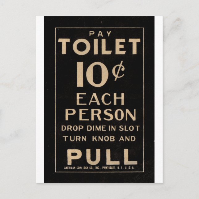 Vintages Toilettenschild in Schwarz Postkarte (Vorderseite)