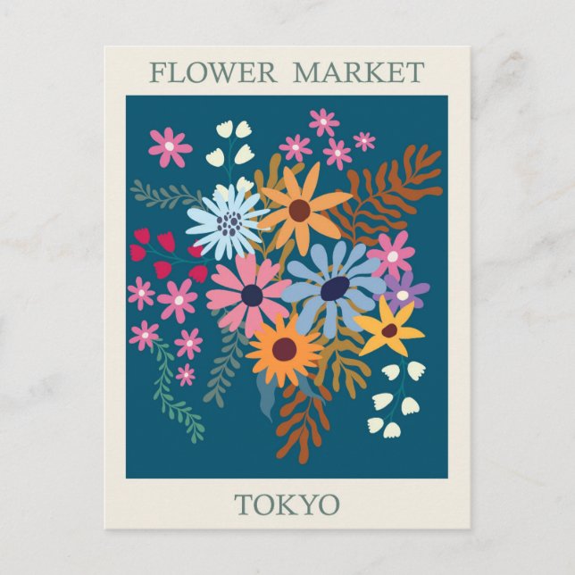 Vintages Tokyo Japan Blume Travel Postkarte (Vorderseite)