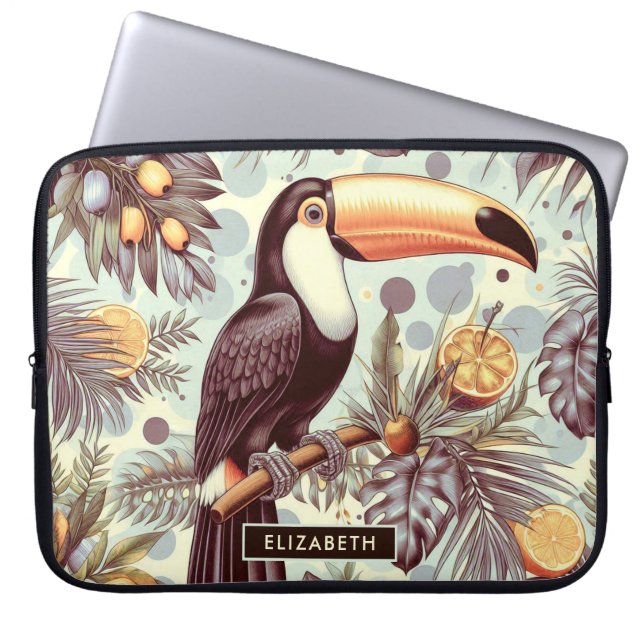 Vintages Toucan Tropical Pattern Laptopschutzhülle (Vorderseite)