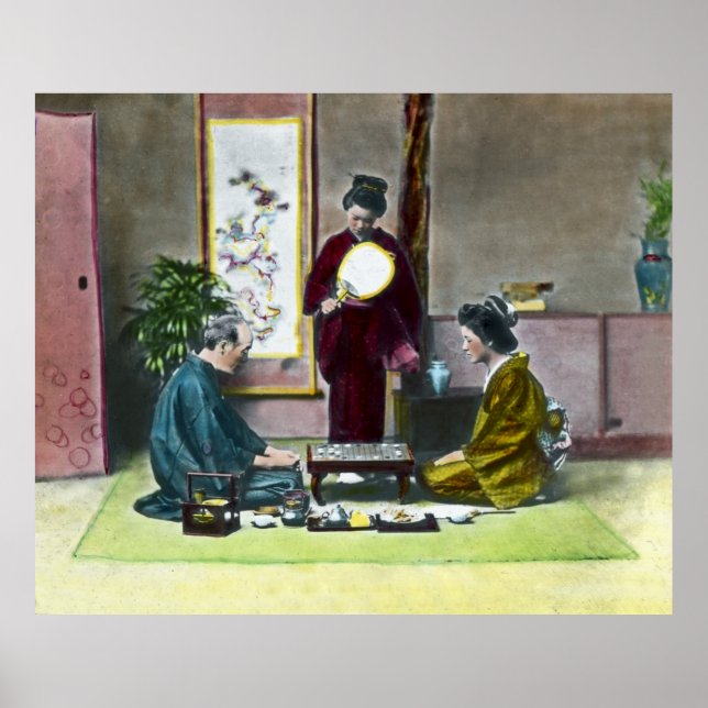 Vintages traditionelles japanisches Mahjong 麻 雀 Poster (Vorne)