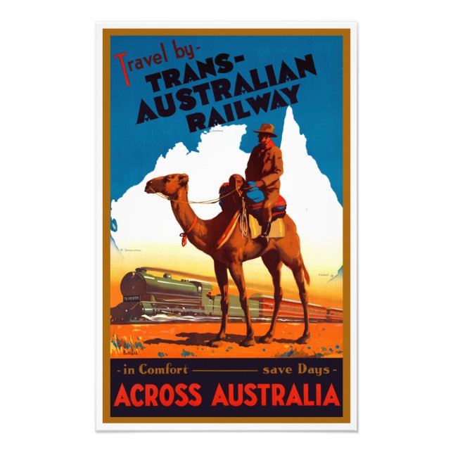 Vintages Trans-Australisches Eisenbahnreisepaket Fotodruck (Vorne)