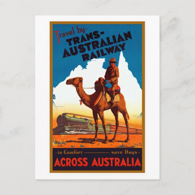 Vintages Trans-Australisches Eisenbahnreisepaket Postkarte (Vorderseite)