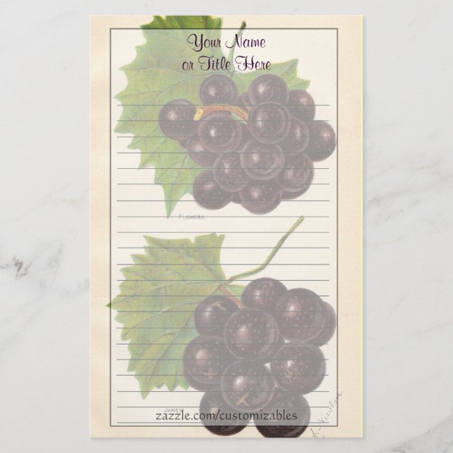 Vintages Trauben-Briefpapier Briefpapier (Vorderseite)