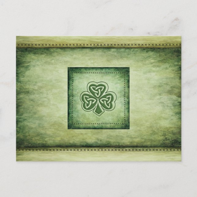Vintages Trendgrundstück Irish Kleeblatt Postkarte (Vorderseite)