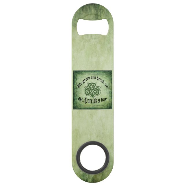 Vintages Trendgrundstück Irish Kleeblatt Speedflaschenöffner (Vorderseite)