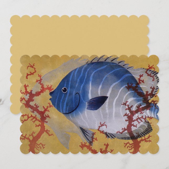 Vintages tropisches blaues Meer Einladung (Vorne/Hinten)