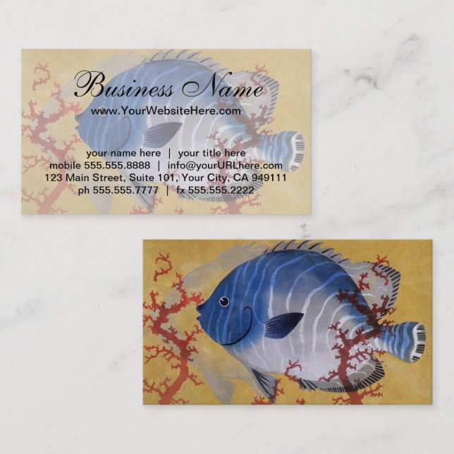 Vintages tropisches blaues Meer Visitenkarte (Vorne/Hinten)