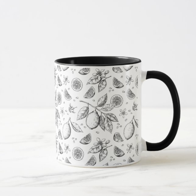 Vintages tropisches FruchtZitronenmuster Tasse (Rechts)