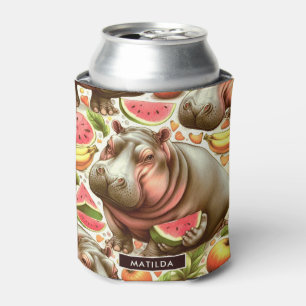 Vintages tropisches Hippopotamusmuster Dosenkühler