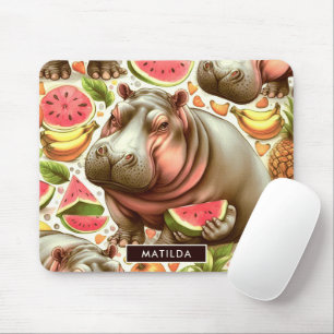 Vintages tropisches Hippopotamusmuster Mousepad