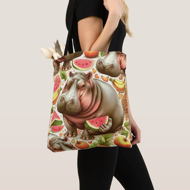 Vintages tropisches Hippopotamusmuster Tasche (Von Nahem)
