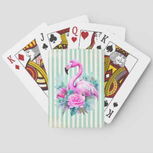 Vintages tropisches Rosa Flamingo Spielkarten