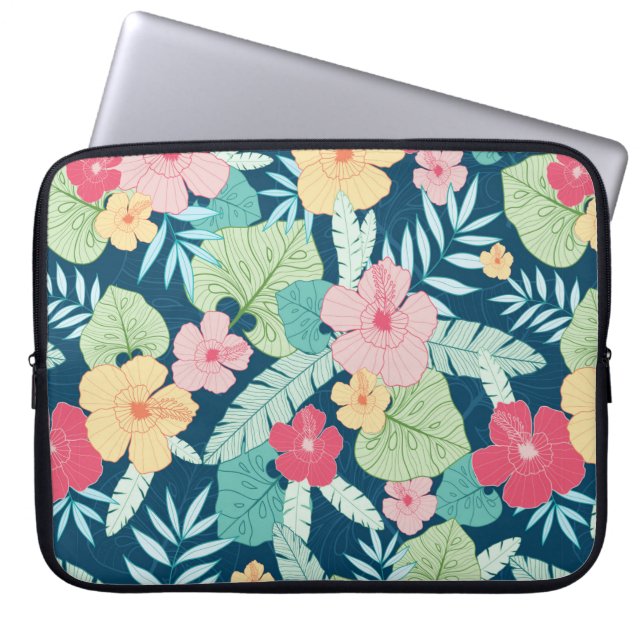 Vintages tropisches Sommerhawaiienmuster Laptopschutzhülle (Vorderseite)