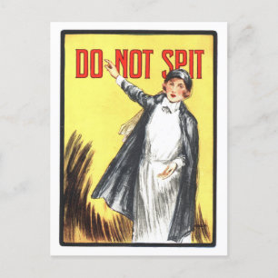 Vintages Tuberkuloseposter "Nicht spucken" Postkarte