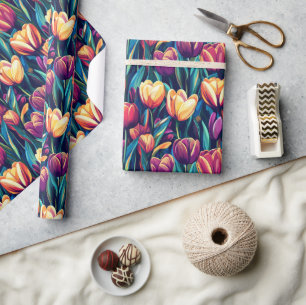 Vintages Tulip Bouquet Wrapping Paper Geschenkpapier