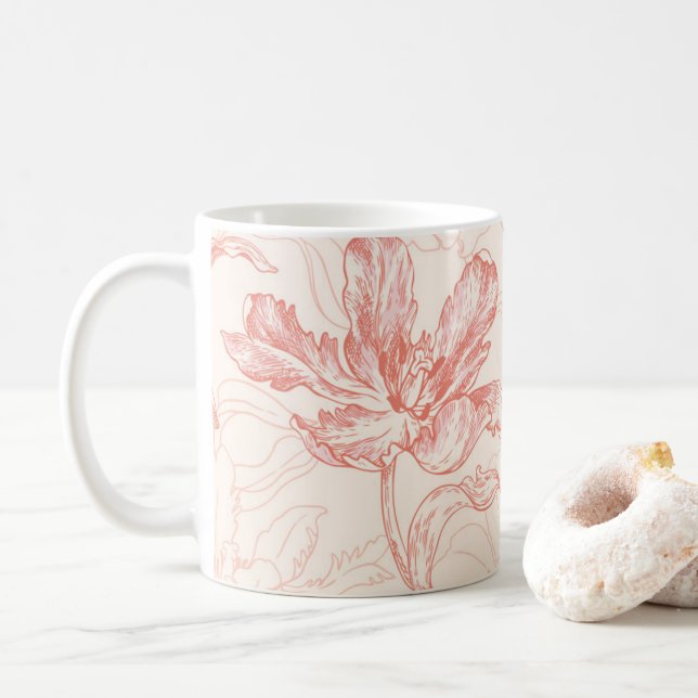 Vintages Tulip Floral Muster Kaffeetasse (Mit Donut)