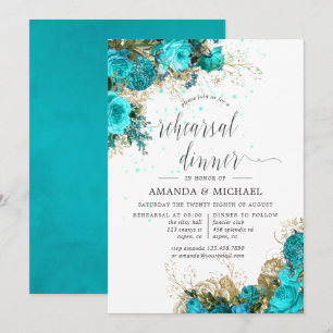 Vintages Türkis und Gold Probe Dinner Einladung