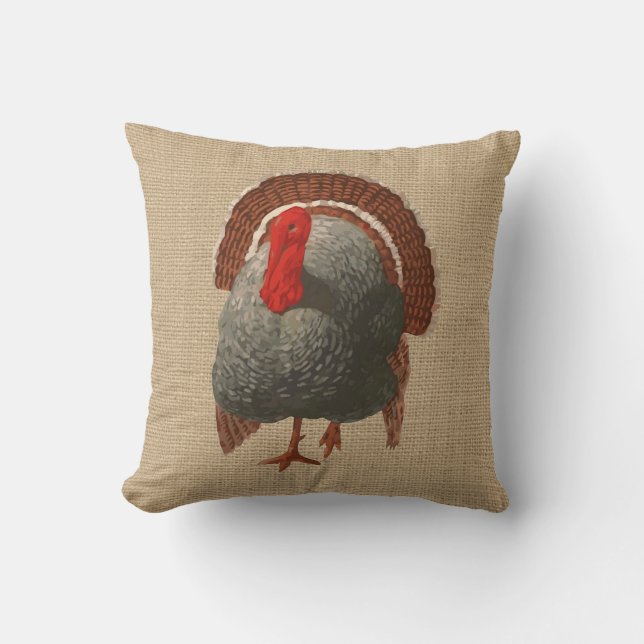 Vintages türkisches Kissen auf Imitate Burlap (Vorderseite)
