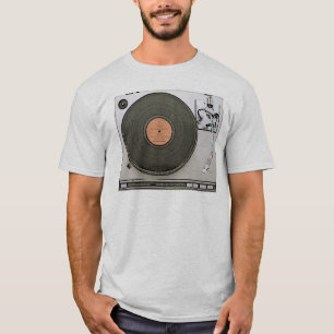 Vintages Turn Table graues Semi angepasst Herrenhe T-Shirt