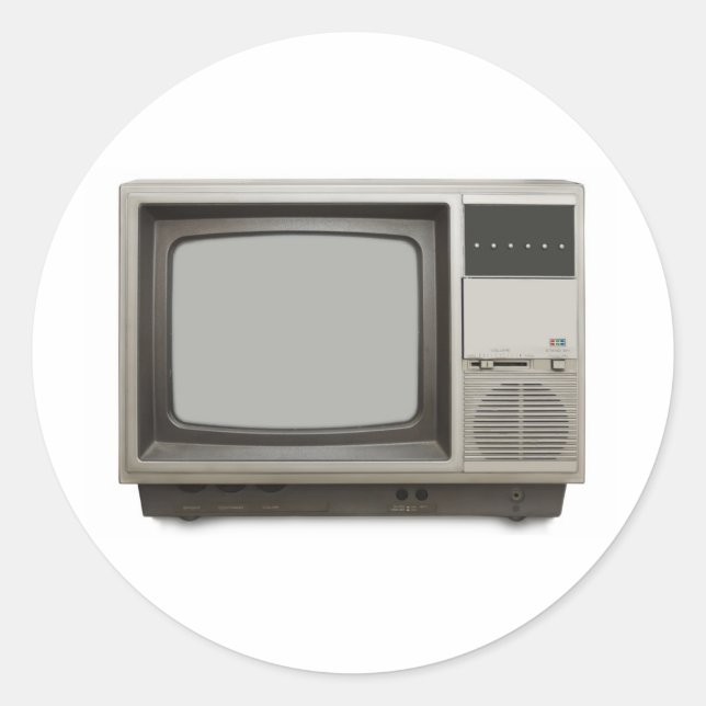 Vintages TV-Set Runder Aufkleber (Vorderseite)