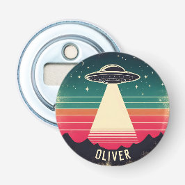 Vintages UFO bei Sonnenuntergang Personalisiert Flaschenöffner