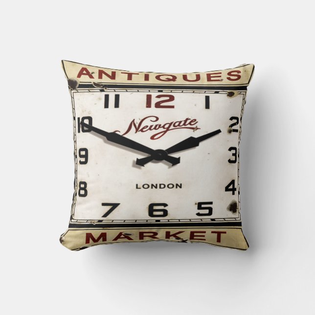 Vintages Uhr-Kissen Kissen (Vorderseite)
