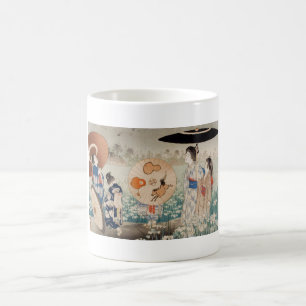 Vintages ukiyo-e japanische Damen mit Kaffeetasse