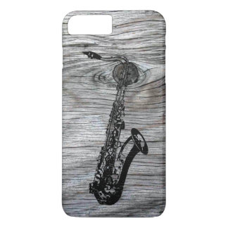 Vintages und rustikales Saxophon auf altes Holz Case-Mate iPhone Hülle