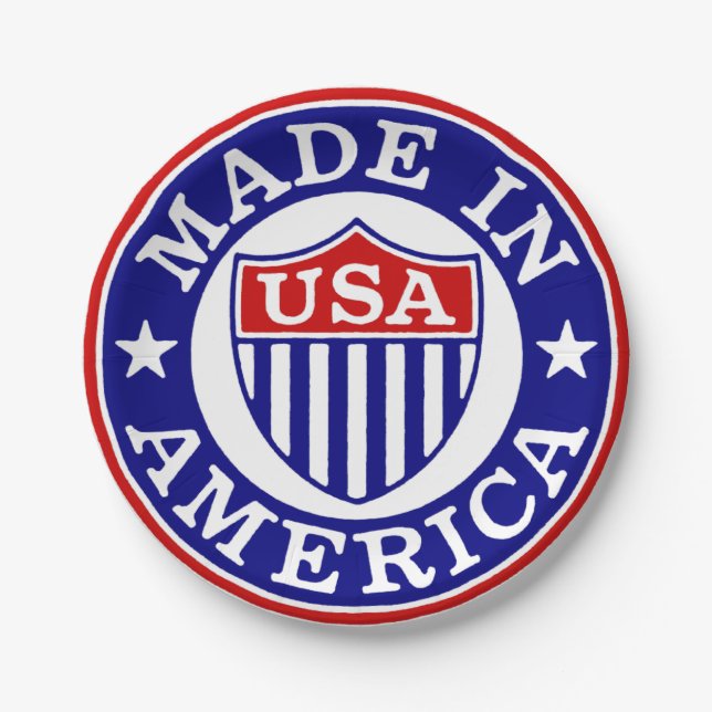 Vintages US-amerikanisches Logo Pappteller (Vorderseite)