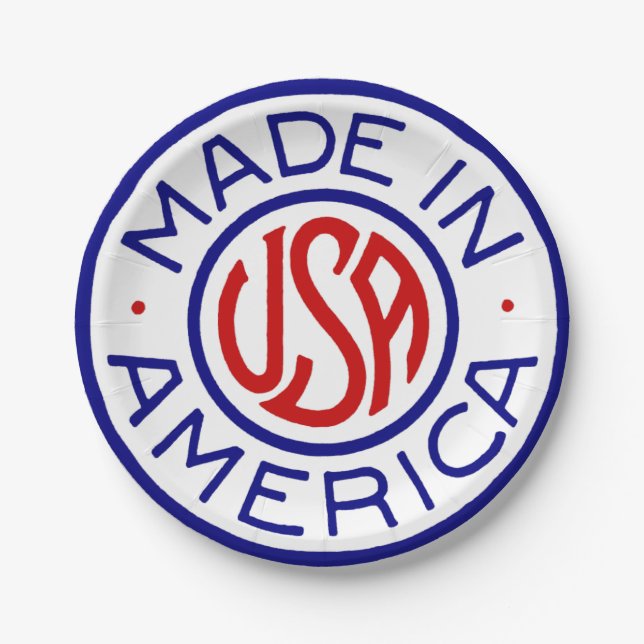 Vintages US-amerikanisches Logo Pappteller (Vorderseite)