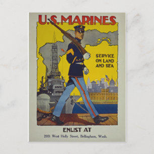 Vintages US-Marine-Einlistungspaket Postkarte