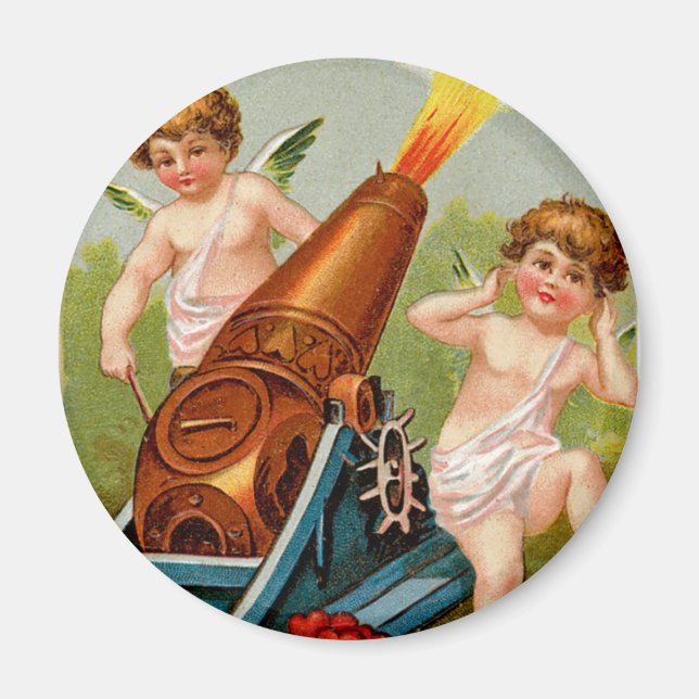 Vintages Valentin mit Herzkannon Magnet (Vorne)