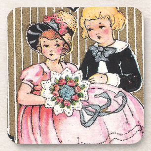 Vintages Valentinbild Getränkeuntersetzer