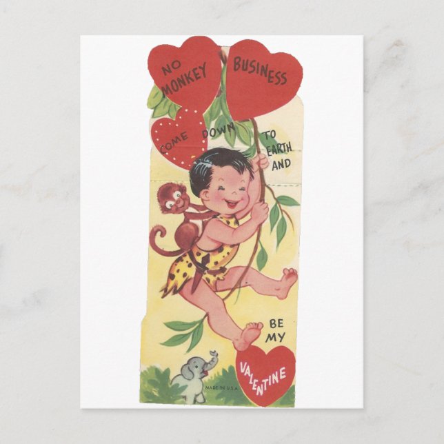 Vintages Valentine "Affen Business" Feiertagspostkarte (Vorderseite)