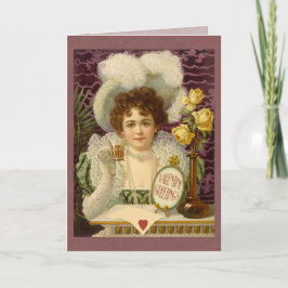 Vintages Valentine Café Girl Cappella Feiertagskarte